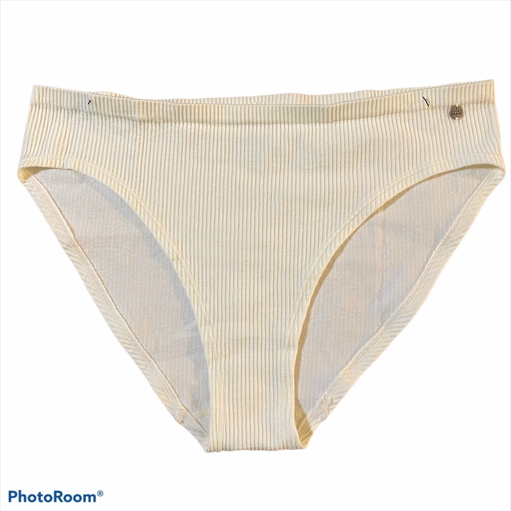 Lucky Brand Cream White Ribbed Bikini Bottom NWOT